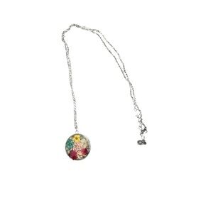 Elegant Silver Pendant Necklace with Multicolor Accents